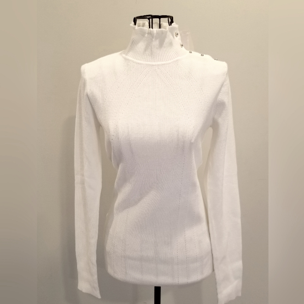 White House Black Market, Sweater, Size Small, Color Ecru Ivory.